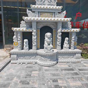 南充芝麻白中国黑石材套墓 花岗岩墓碑
