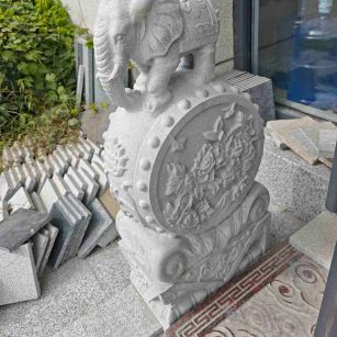 南充芝麻白抱鼓石 庭院抱鼓石