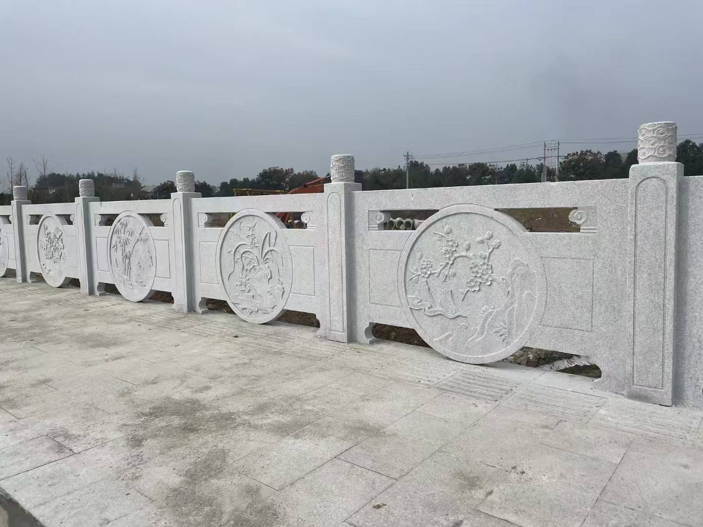 南充芝麻白河道栏杆 石材栏杆