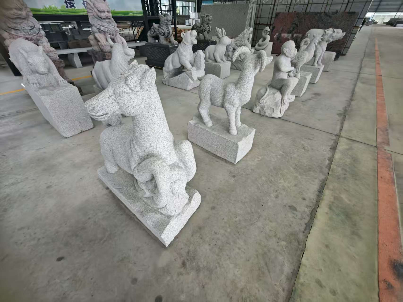 南充芝麻白雕刻 十二生肖 异形雕刻